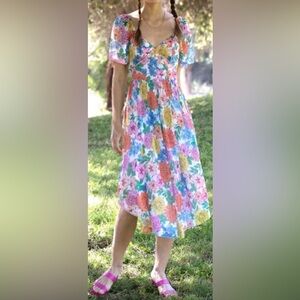 Adelyn Rae Floral Fit & Flare Chiffon Dress, sz XS